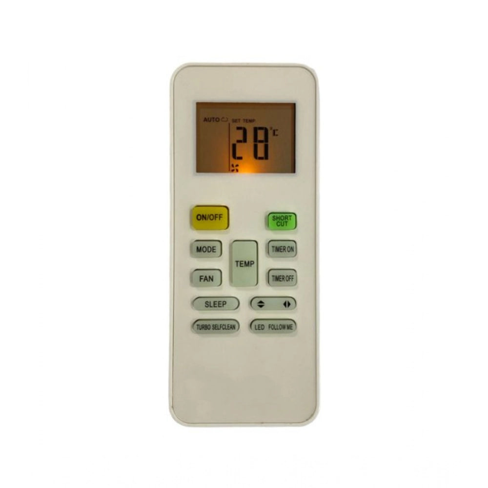 White Midea AC Remote No.142 with Backlight, long-range, ergonomic design for easy control of appliance from sofa or bed