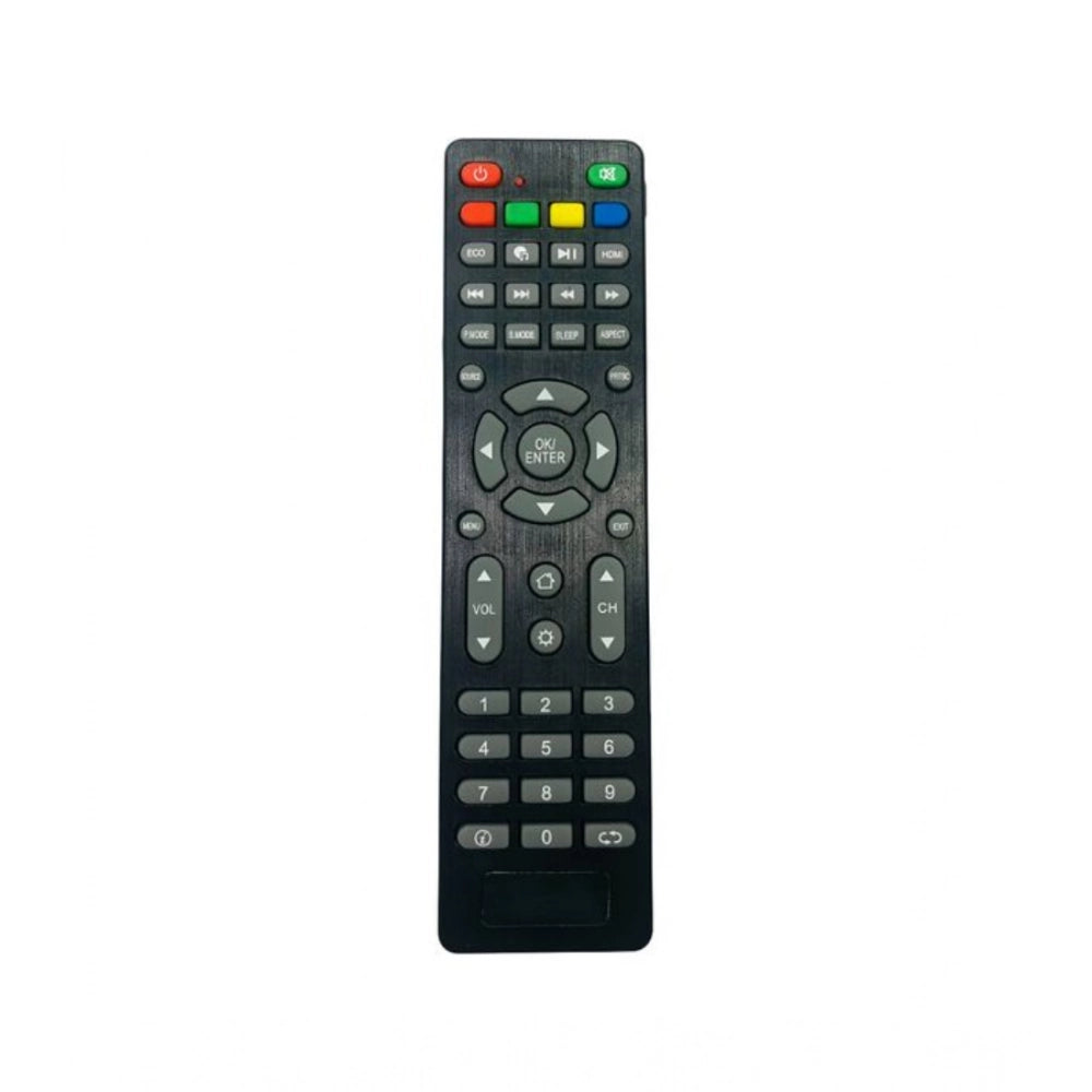 Black ergonomic remote control for Croma Smart TV LCD LED, facilitates long-range operation from sofa, divan, or bed
