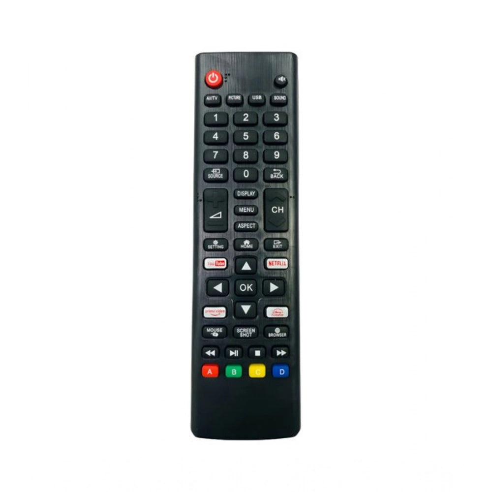 Black ergonomic Smart TV remote for long-distance control of LCD/LED devices, No Voice model 1209
