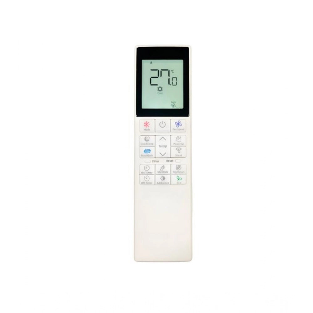 { "alt_text": "White plastic AC remote control No. 272 for Hitachi, ergonomic design, long distance range" }