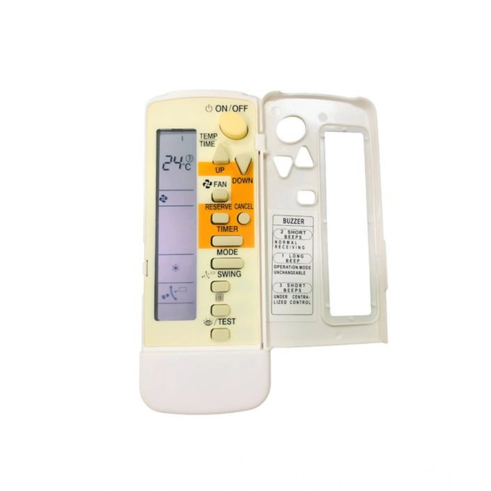 White Daikin AC Remote No.92B (No Backlight), long-range remote control for air conditioning devices, ergonomic design with easy grip