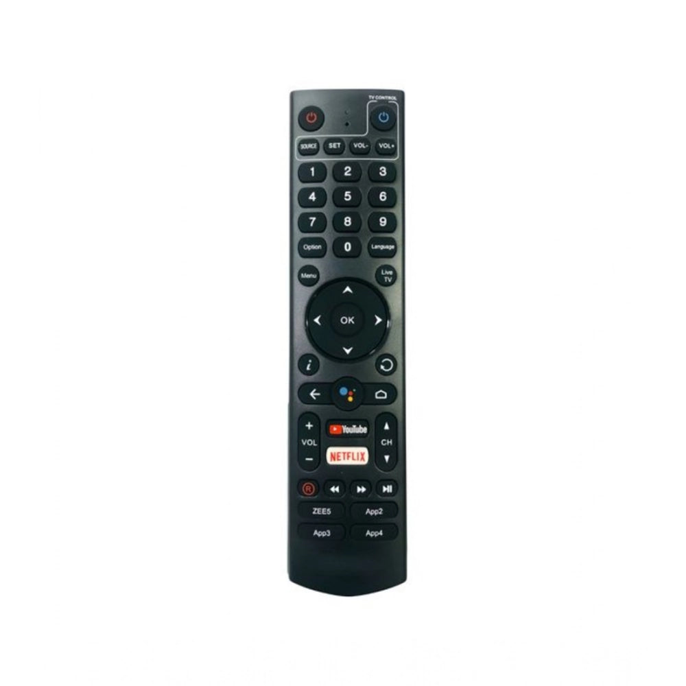 Black ergonomic Smart TV remote No.1194 with voice control, long-distance range for easy operation from sofa or bed