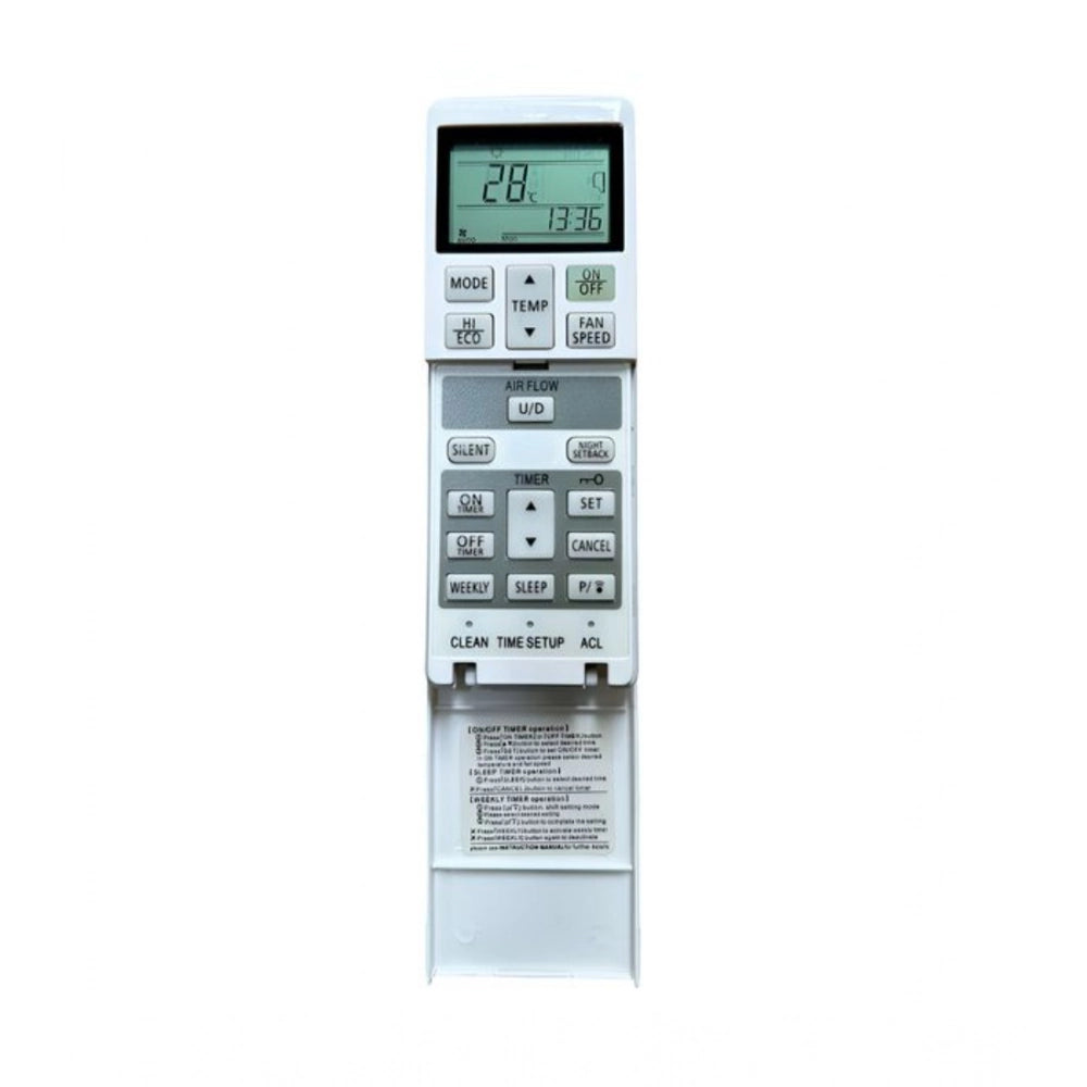 White Mitsubishi AC Remote No.250 (No Backlight), ergonomic design for long-distance control