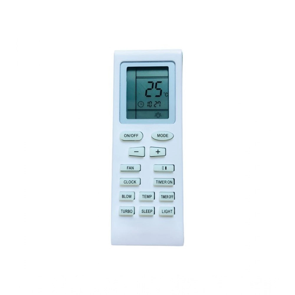 White ergonomic Voltas AC Remote Control No. 18A (No Backlight), long-range remote for easy device operation from sofa, divan, or bed
