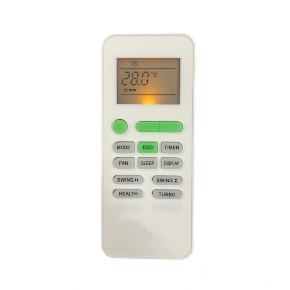 White ergonomic AC Remote No. 145 (Backlight IFB), long-range remote control for comfortable device operation from sofa, divan, or bed