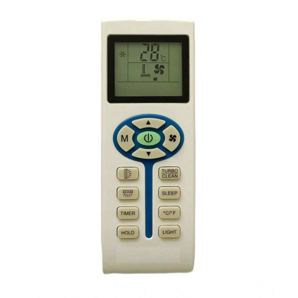 White ergonomic AC Remote No.166 with backlight, long-range device control from sofa or bed