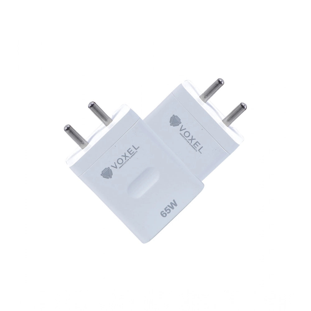 White AB Plastic VOXEL 65W USB Fast Charger, compact & lightweight for home, office, travel