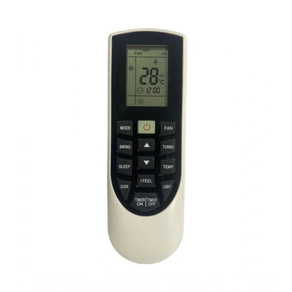 White ergonomic AC Remote No.182 (No Backlight) for long-range device control from sofa, bed or divan