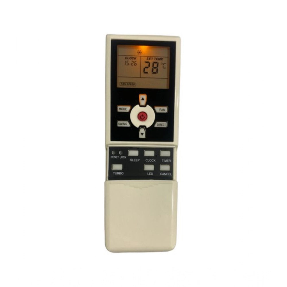 White ergonomic AC Remote No.55 with backlight, long-distance control for comfortably operating devices from sofa, divan, or bed