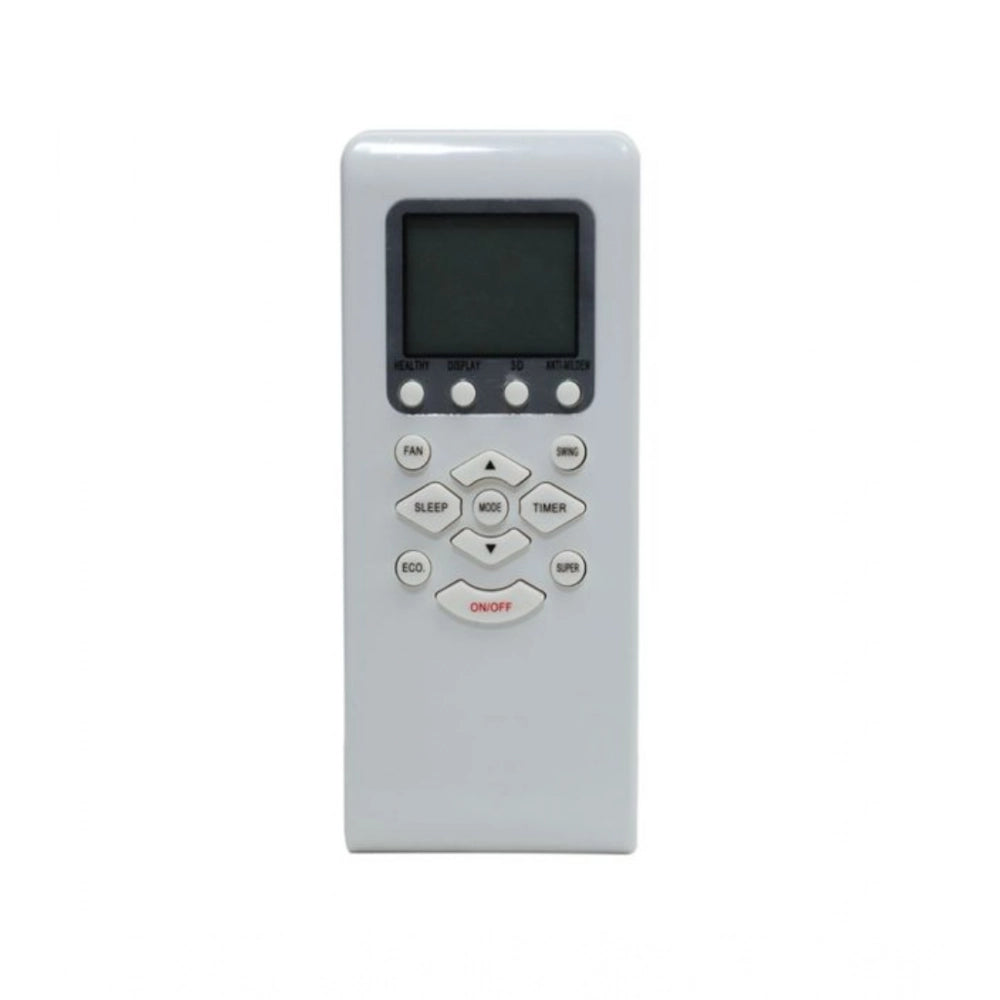 White ergonomic TCL AC Remote No.141 (no backlight) for long-range control of devices from sofa, divan, or bed