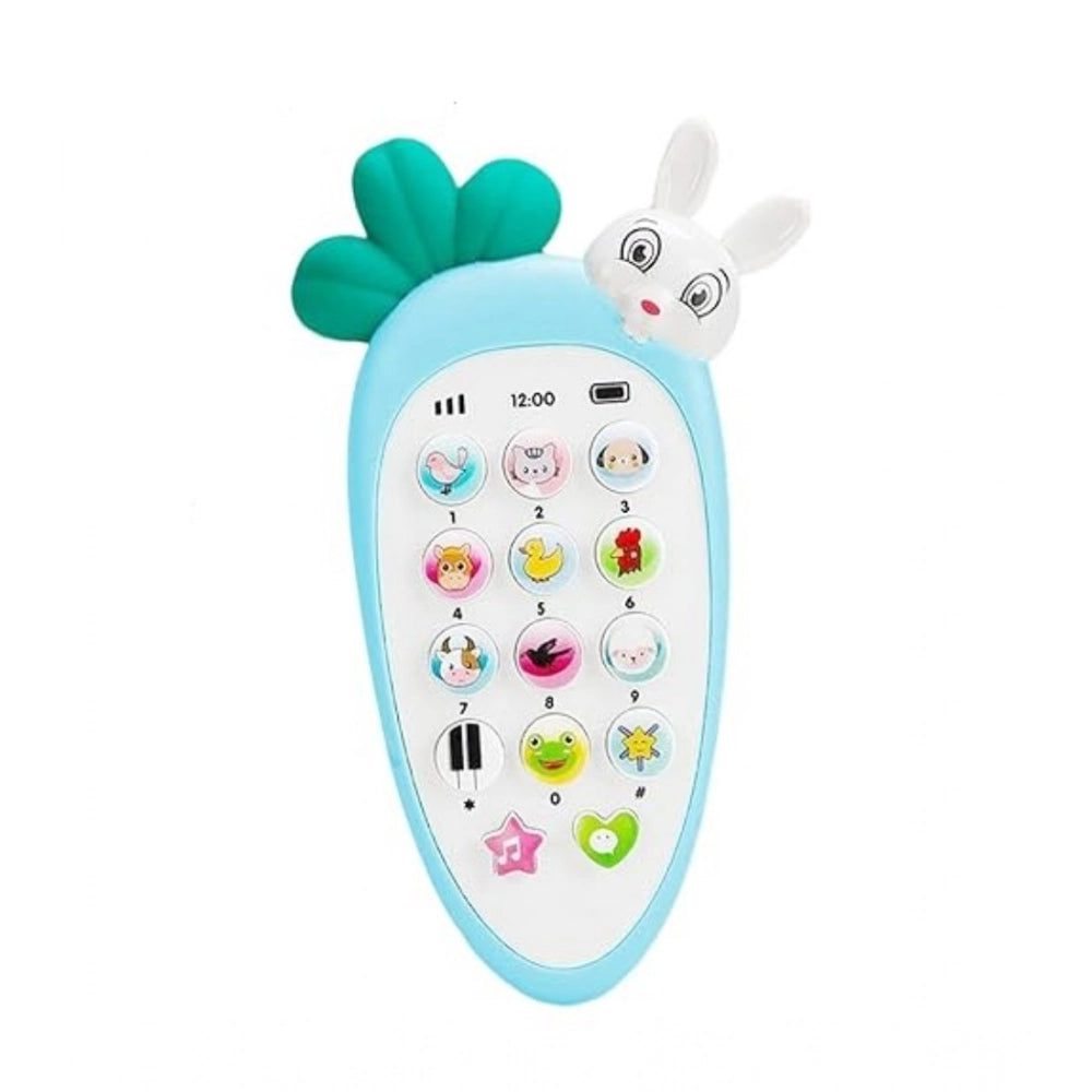 Multicolor plastic rabbit mobile phone toy for kids, features music and light early educational smartphone