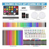 Multicolor plastic deluxe art set box with 145 pieces