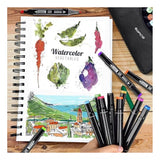 Plastic multicolor artist markers with dual tips and sketch pen for art supplies
