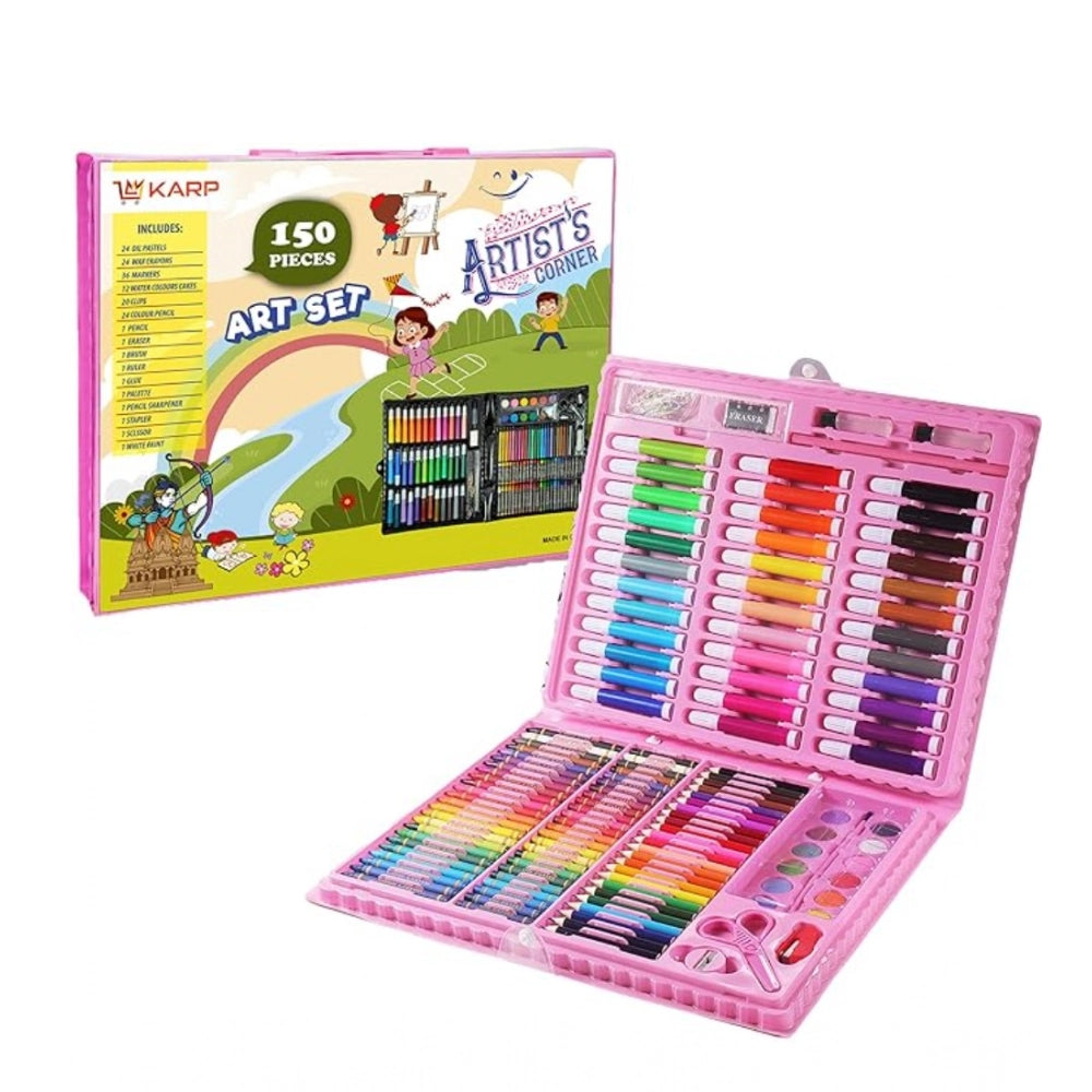 Multi-colored deluxe art drawing set for kids, containing 150 pieces of various colors and types, suitable for drawing and painting
