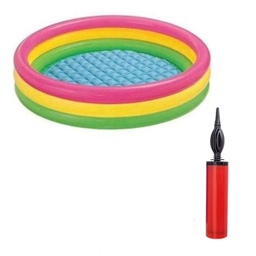 Multicolor plastic kids bath tub with pump, 3ft round for playtime fun