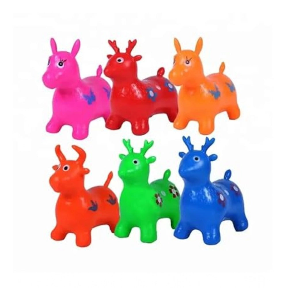 Multicolor plastic inflatable jumping horse toy for kids' outdoor play