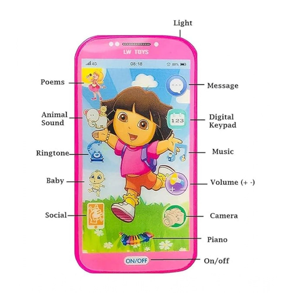 Multi-colored plastic toy smartphone with touch screen & multiple sound effects for interactive playtime