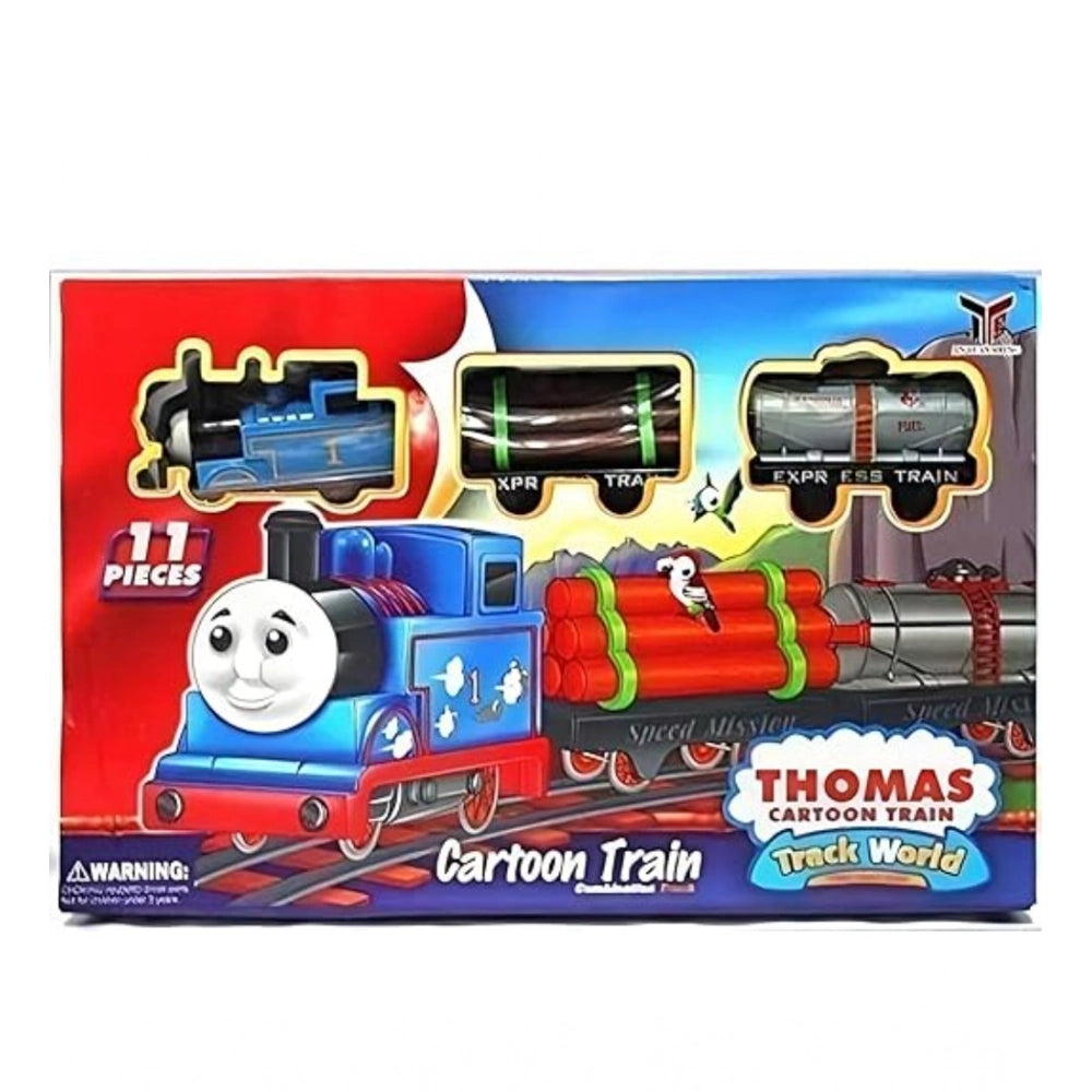 Multicolor plastic Thomas Express Train 11Pcs toy set with tracks, engaging children's playtime
