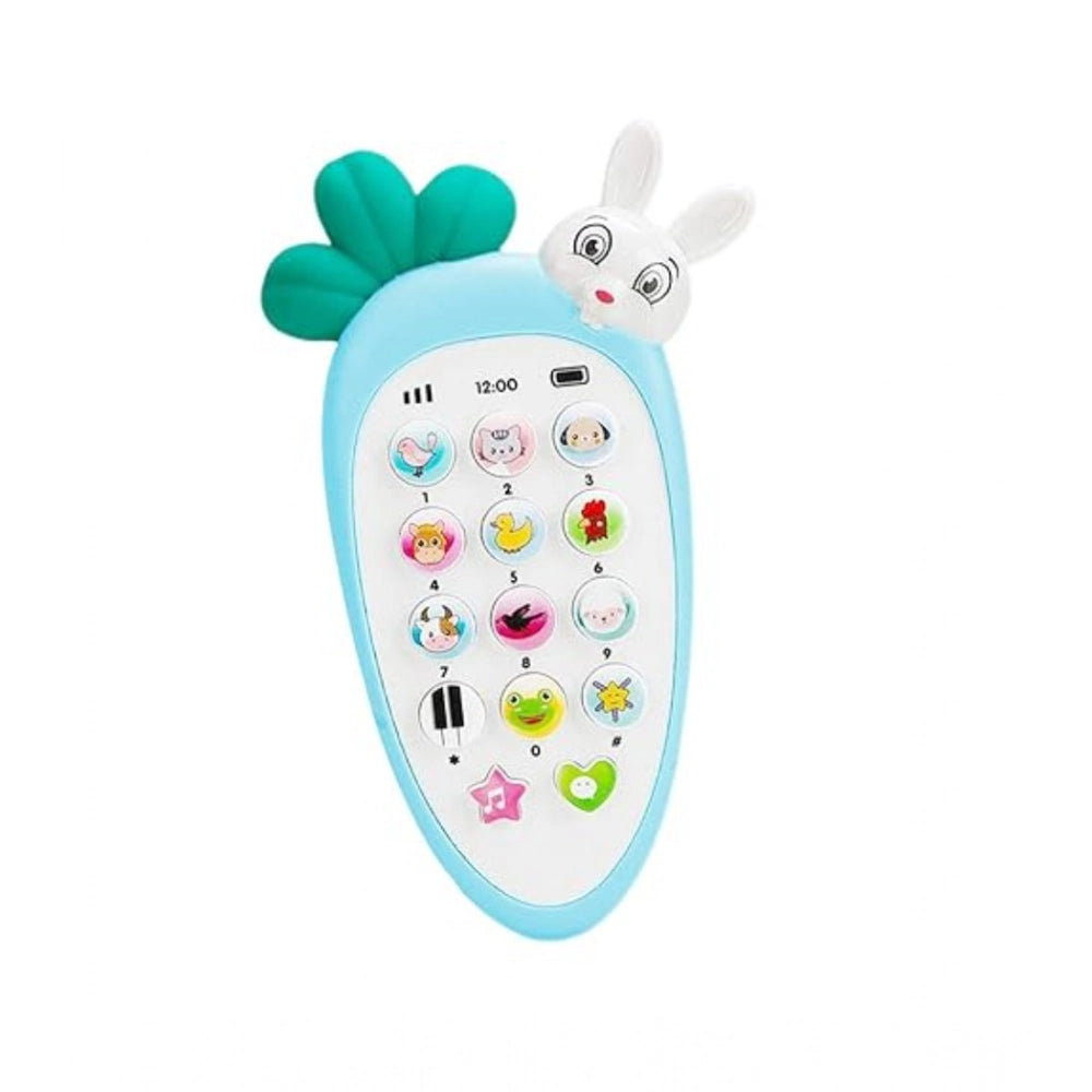 Multi-colored plastic rabbit mobile phone toy for kids, educational smartphone with music and light