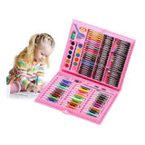 Multicolor plastic deluxe children's drawing and painting set with various tools and materials