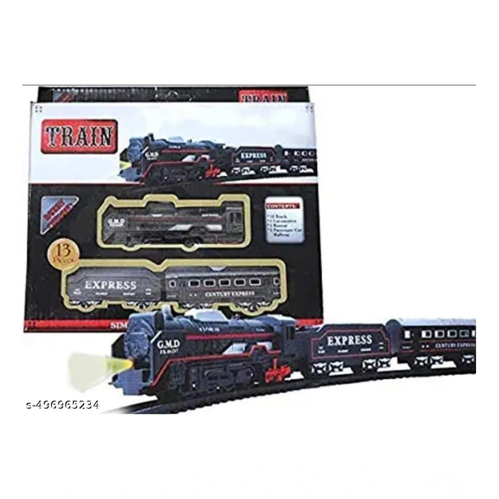 Multi-colored plastic musical classic toy train set with 13 pieces, perfect for children's playtime