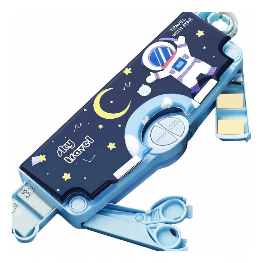 Magnetic pencil case with sharpener and compass, multicolor