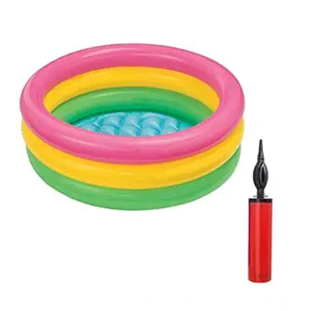 Multicolor plastic 2ft round kids bath tub with pump - fun, safe toy for playtime
