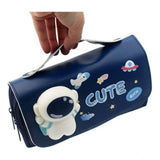 Polyester 3D pencil case stationery storage box for kids (multicolored with cartoon characters, multiple pockets and compartments)