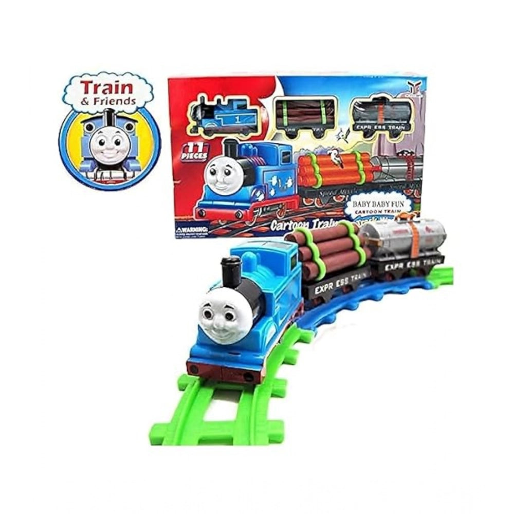 Multicolor plastic Thomas Express Train 11-piece toy set with tracks, children's playset for imaginative play