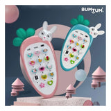 Multi-colored plastic rabbit mobile phone toy with music and light, early educational smart phone for kids