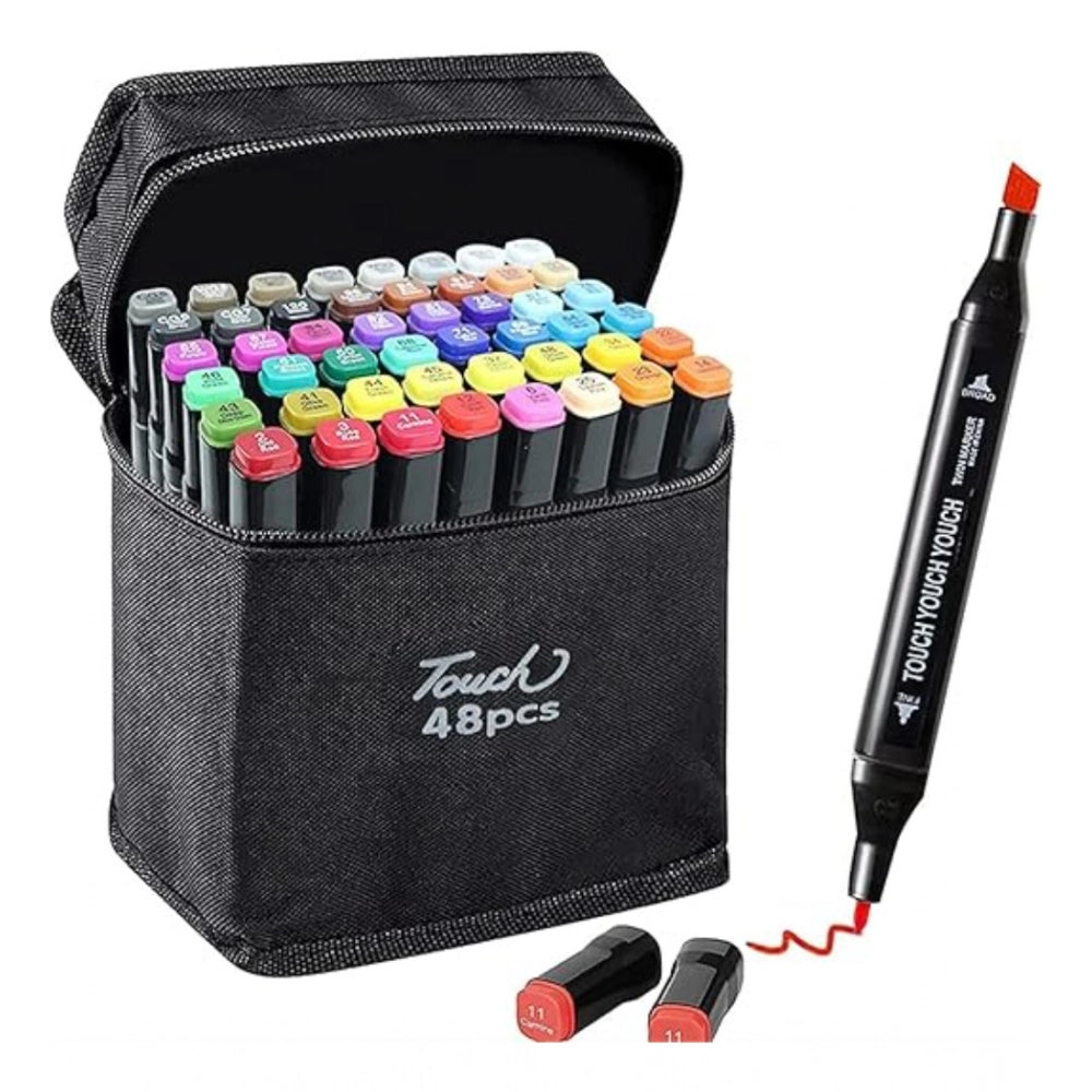 Multiple colors art marker set with dual tip pen, black carrying case