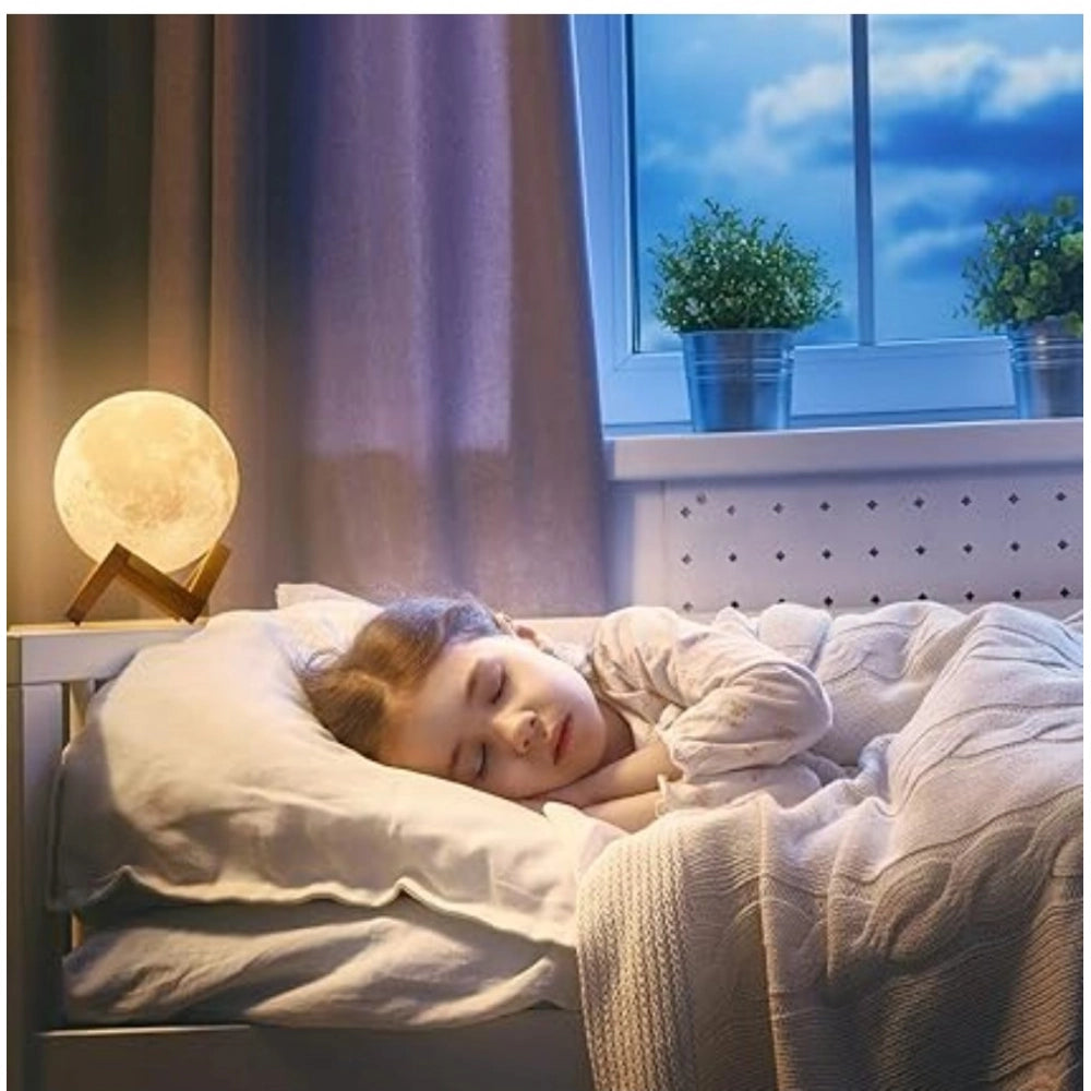 Plastic, multicolor 3D night lamp with a moon design
