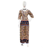 Multicolor cotton Jaipuri printed 3/4 sleeve co ord set for women, stylish sweetheart neckline on display