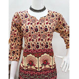 Multicolor cotton Jaipuri printed 3/4 sleeve co ord set on model
