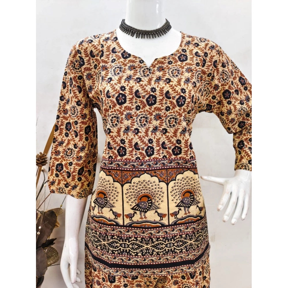 Multicolor cotton Jaipuri printed women's co ord set with sweetheart neckline and 3-4th sleeves