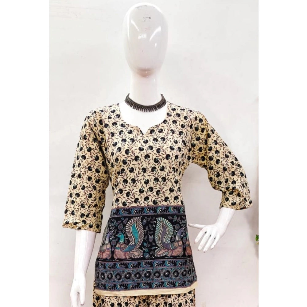Multicolor cotton Jaipuri printed 3-4th sleeve co ord set, vibrant women's fashion for special occasions