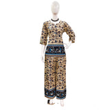 Multicolor cotton Jaipuri printed 3/4 sleeve co ord set for women, vibrant sweetheart neckline