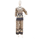 Multicolor cotton Jaipuri printed 3/4 sleeve coord set with sweetheart neckline