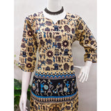 Multicolor cotton Jaipuri printed 3/4 sleeve co ord set for women, sweetheart neckline