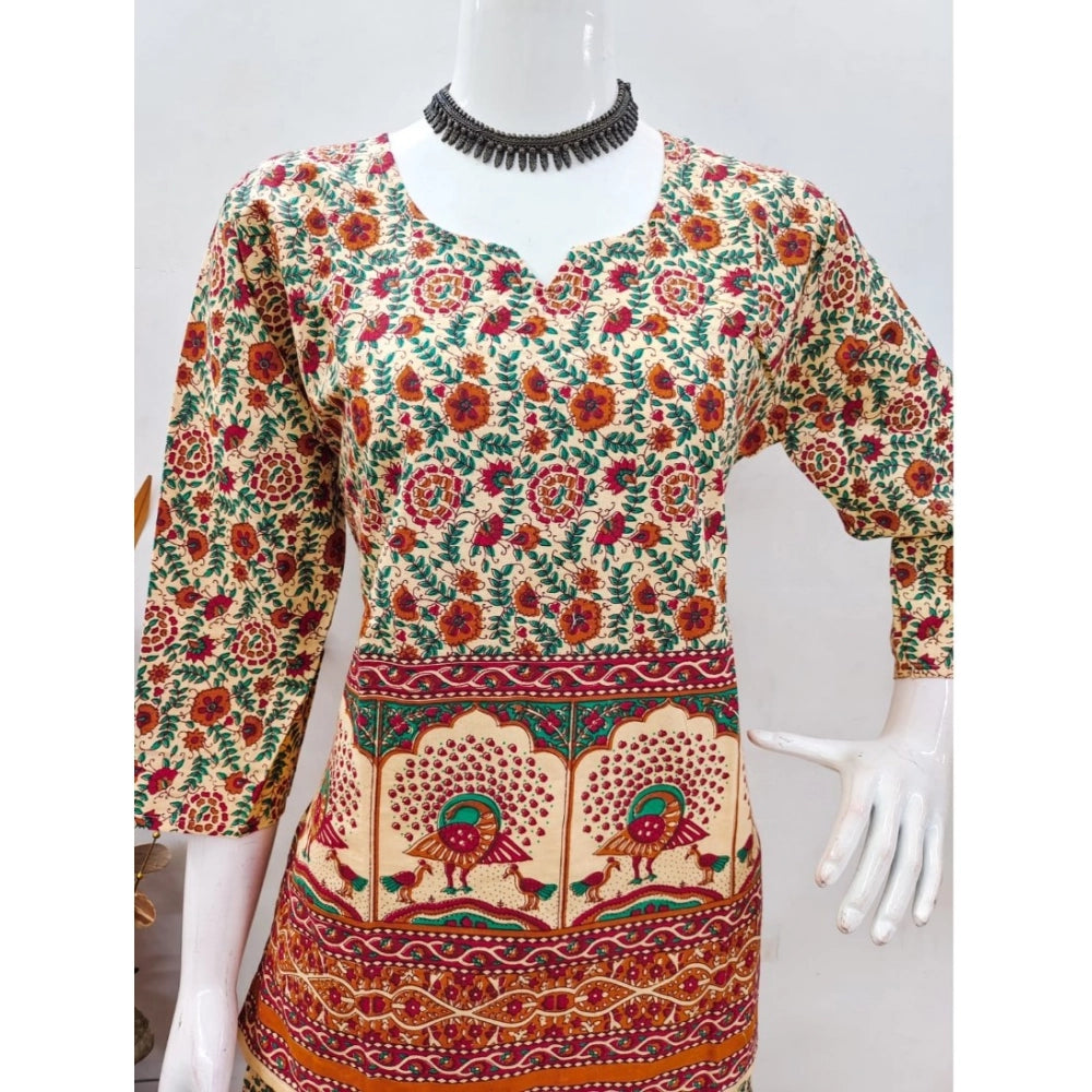 Multicolor cotton Jaipuri printed 3/4 sleeve coord set, sweetheart neckline for women's fashion co-ords