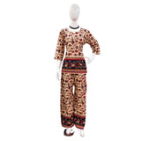 Multicolor cotton Jaipuri printed 3/4 sleeve coord set, sweetheart neckline for women's fashion