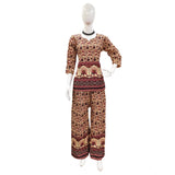 Multicolor cotton Jaipuri print 3/4 sleeve co-ord set for women, sweetheart neckline