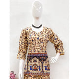Multicolor cotton Jaipuri printed 3/4 sleeve coord set, sweetheart neckline women's fashion apparel