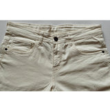 Men's beige cotton blended classic fit jeans, mid rise with button closure - solid pattern for everyday wear