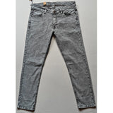 Grey cotton blended men's tapered jeans, solid pattern for stylish everyday wear