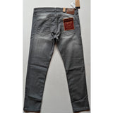 Gray cotton blended men's tapered jeans - solid pattern, mid-rise with button closure