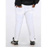 Men's cotton blended solid plus size white jeans, mid rise, button closure - fashionable everyday attire for men
