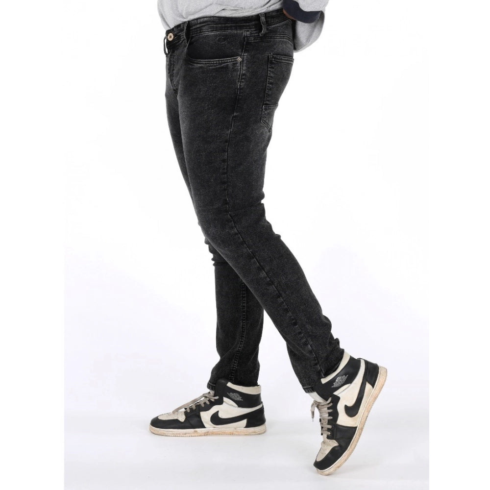 Men's cotton blended grey solid plus size jeans - mid rise, comfortable fit for men