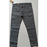 Grey cotton blended tapered jeans for men, solid pattern with mid-rise and button closure