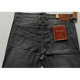 Dark grey cotton-blend solid plus size men's jeans - mid rise with button closure